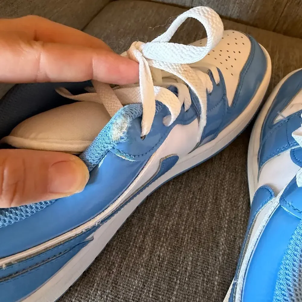 Nike Mens Air Jordan 1 Low SE Blue White Lace Up Basketball Sneaker Shoes 9